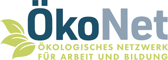 ÖkoNet-Logo: zweifarbiger Schriftzug mit grünem Blattmotiv 
