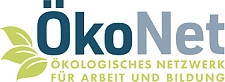 ÖkoNet-Logo: zweifarbiger Schriftzug mit grünem Blattmotiv 