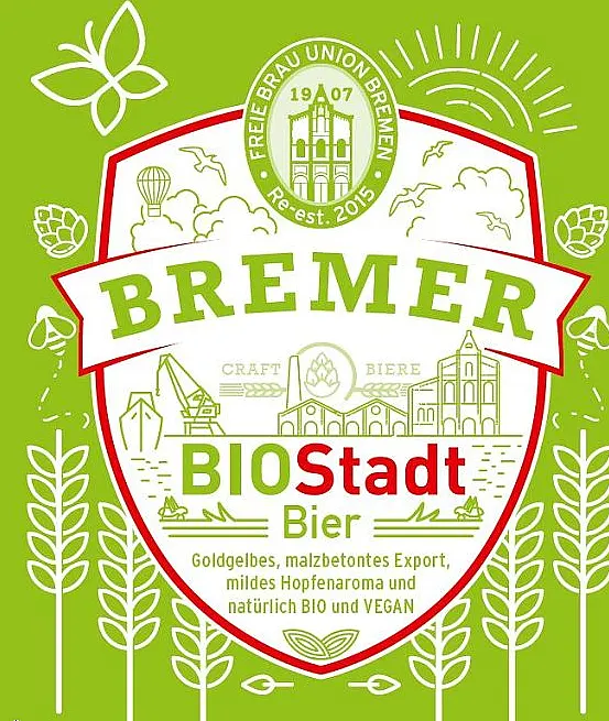 Ein Bild des Etiketts des BioStadt-Biers