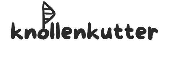 Logo der Knollenkutter GmbH: Schriftzug in handschriftlicher Gestaltung mit einem stilisierten Segelboot im Buchstaben o