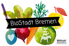 BioStadt Logo: Zeichnung verschiedener Obst und Gemüse