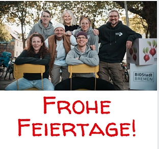 Das Team der BioStadt Bremen von links nach rechts: Sarah Uthoff, Maximilian Schupp, Jan Kohlmüller, Christina Gose, Marius Kummer, Jessica Nixon, Moritz Wittkamp
