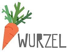Projektlogo: Eine Karotte und die Großbuchstaben WURZEL