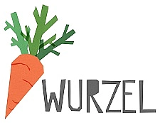 Projektlogo: Eine Karotte und die Großbuchstaben WURZEL