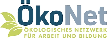 ÖkoNet-Logo: zweifarbiger Schriftzug mit grünem Blattmotiv 