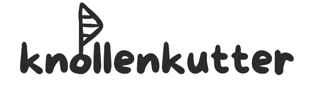 Logo der Knollenkutter GmbH: Schriftzug in handschriftlicher Gestaltung mit einem stilisierten Segelboot im Buchstaben 